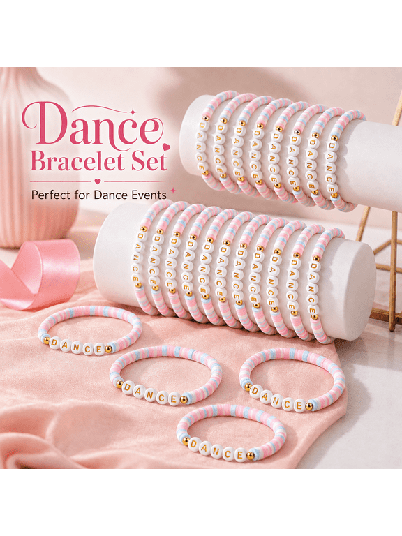 24 Pack Colorful Dancer Ballerina Charm Bracelets, Preppy Jewelry for Dance Recital Party Favor Team Gifts