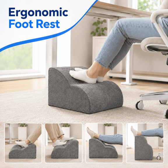 MORAVE 3-Tier Multifunctional Foot Rest with Washable Footrest, Leg Elevation Pillow Supporting Posture, Fit Under Desk Office Gaming Chair Sofa -Dark Grey