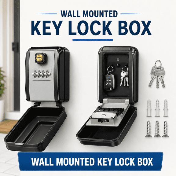 MORAVE 4 Digits Combination Wall-Mounted Key Lock Box, Resettable Spare Key Design, Weatherproof Large Capacity Key Safe Storage Lockbox for Home, Apartment, Office, Garage