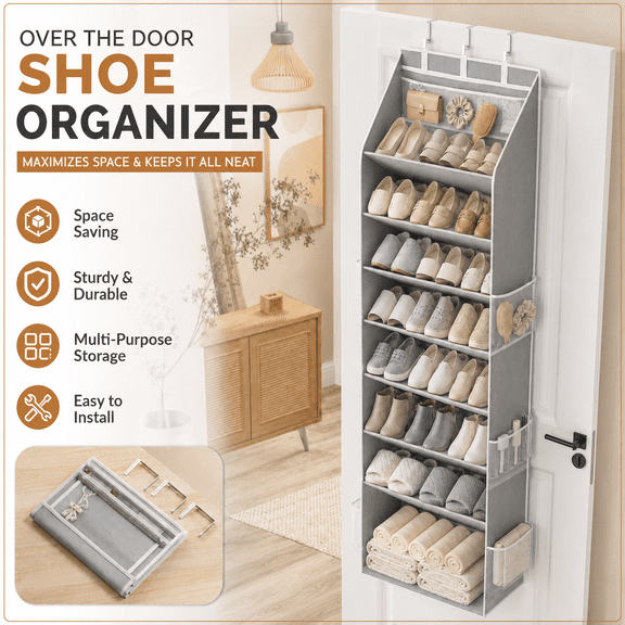 MORAVE 4 Tier Hanging Closet Organizer, Collapsible Fabric Storage Shelves, Space-Saving Wardrobe Solution for Bedroom Dorm RV Home Organization