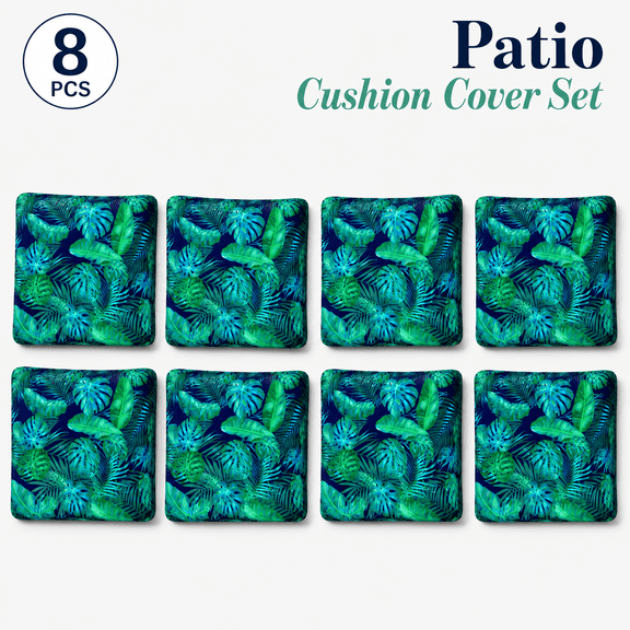 MORAVE 8Pcs Palm Leaves Stretch Patio Cushion Covers, Outdoor Couch Sofa Chair Seat Slipcovers Replacement Washable Furniture Protector with Elastic Bottom