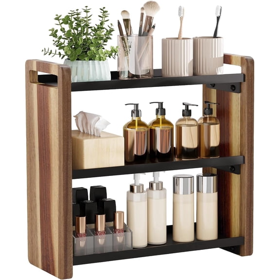 MORAVE Acacia Wood 3-Tier Multi Purpose Storage Organizer for Bathroom Counter and Under Sink Cabinet