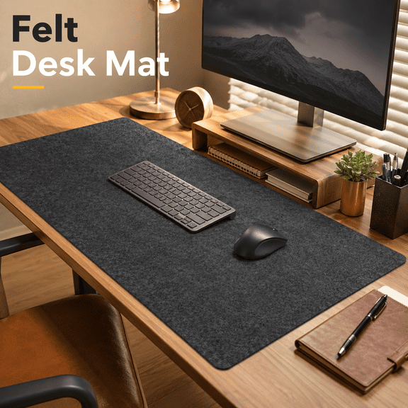 MORAVE Dark Gray 47.2"x23.6" 120x60cm Large Felt Non-Slip Desk Mat, Desktop Protection Full Table Mouse Keyboard Pad for Office Home
