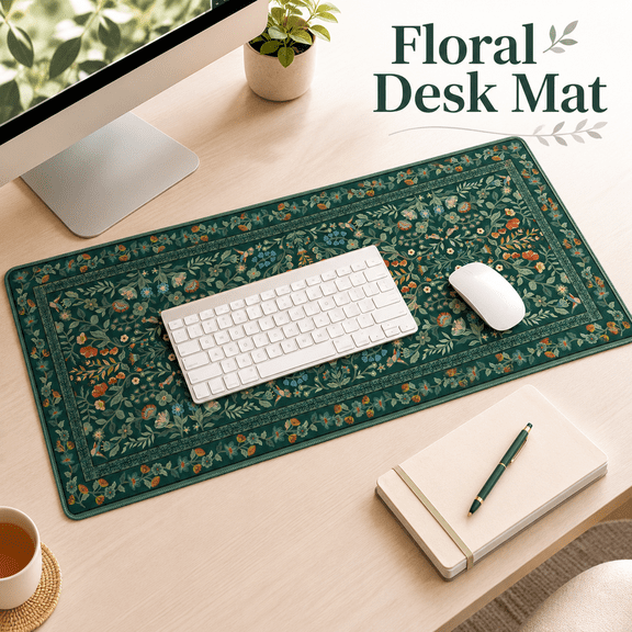 MORAVE Deep Green Desk Mat for Keyboard and Mouse, Large Desk Pad Mat, Anti-Slip Big Mousepad with Stitched Edges for Computer Desktop