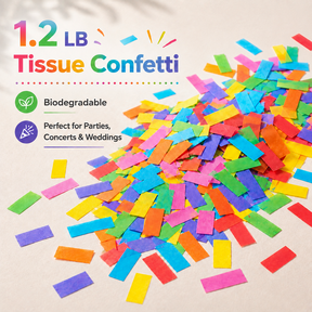 MORAVE Dopamine Color Rectangular Fluttering Tissue Confetti 1.1LBS, Biodegradable Multicolor Confetti for Cannon Wedding Concert Party Events