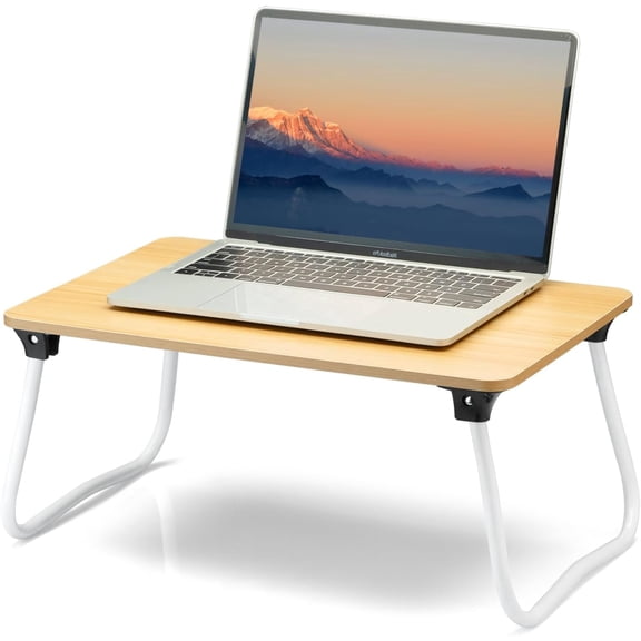 MORAVE Foldable Lap Desk Laptop Bed Desk, Portable Lightweight Mini Wood Laptop Stand Table, Perfect for Breakfast, Picnic, Drawing, Couch and Floor Use