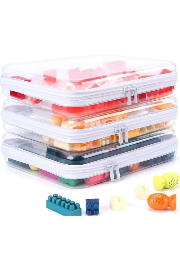 Large Size 3 Pack Clear Hard Shell Zipper Case, Waterproof Clear Zipper Pouches, Makeup Organizer & Travel Toiletry Bag, Diaper Bag Organizing Pouches, Plastic Pouch for Office Home Storage