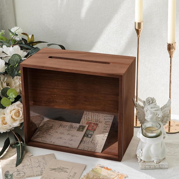 MORAVE Money Gift Card Box, Wooden Card Storage Box for Reception, Wedding Decorations and Party Gifts