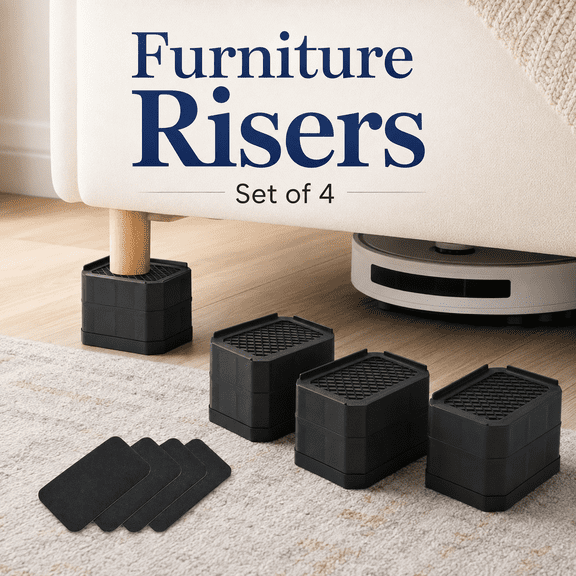 MORAVE Rectangle Heavy-Duty Furniture Bed Risers, Adjustable Lift Height 3"& 4.3", Desk Sofa Chair Leg Blocks, Support Up to 4000 Lbs, Model BK-2