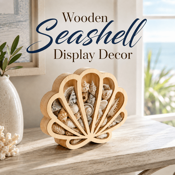 MORAVE Seashell Collection Storage Box with Acrylic Panel, Display Holder for Sea Glass Starfish Shark Tooth, Home Decor & Birthday Gift