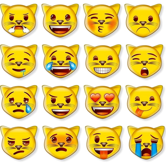 MORCART Fridge Magnets Cute Cat Emoji Refrigerator Magnets for Locker Whiteboard Decorative Magnets for Classroom Kitchen Office Gifts for Teachers Family and Friends 16PCS