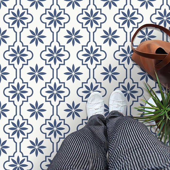 MORCART Peel and Stick Floor Tile, Vinyl Flooring Waterproof, DIY Flooring for Bathroom, Kitchen, Fireplace, Pet House, Stairs, Bedrooms, Wall (20PCS,7.87" x 7.87",Blue)