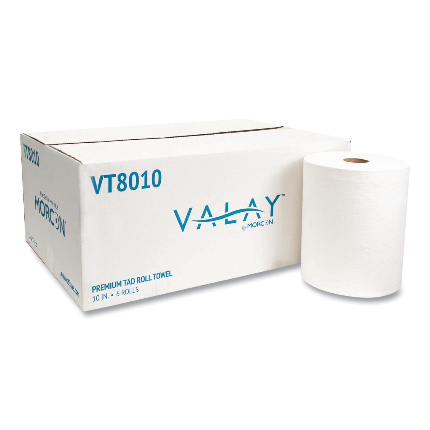 MORCON TISSUE10 Inch TAD Roll Towels 10" x 700 ft, White, 6/Carton