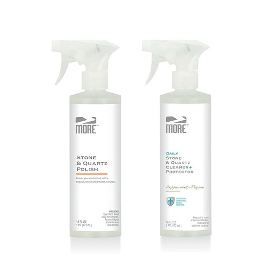 MORE Surface Care Stone & Quartz Cleaner + Protector Twin Pack, Peppermint-Thyme, 2 x 16 oz