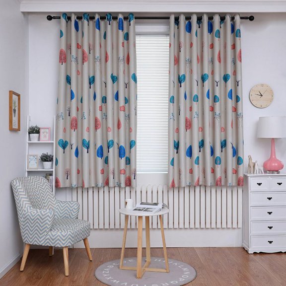 MOREFUN Barrow Extra-Wide Energy Efficient Sliding Patio Door Curtain Panel, Love Tree Blackout Curtain 100*200CM Wide*long Perforated 1 Piece