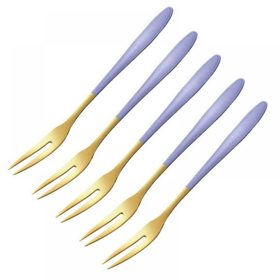 MOREFUN Fruit Fork Luxury Stainless Steel Gold Cake Dessert Forks Lovely Mini Fork Used For Cake in Party Snail Fork Restaurant 5 Inch 5 PCS
