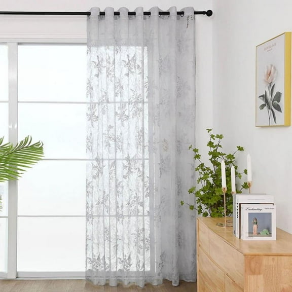 MOREFUN Modern Window Curtains Sheer Voile Tulle For Bedroom Living Room Pure Made Maple Leaf Curtain Screen Window Home Decor 55.12*102.36"