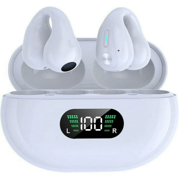 MOREFYOU Ear-Clip Wireless Open-Ear Bone Conduction Earbuds, White