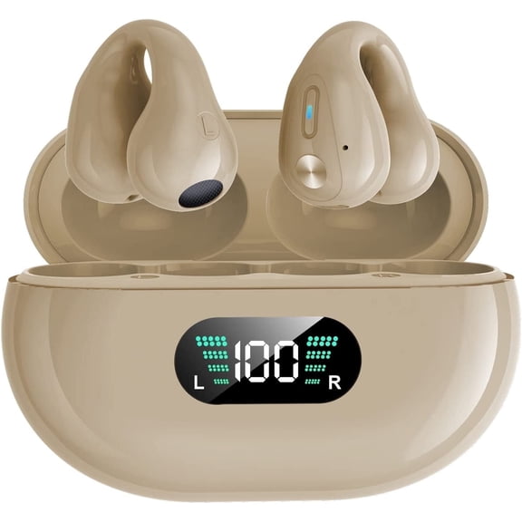 Wireless Ear Clip Bone Conduction Earbuds Open Ear Headphones Bluetooth for Android iPhone, Sport Wireless Earbuds with Earhooks Up to 16 Hours Playtime Waterproof Outer Ear Headphones
