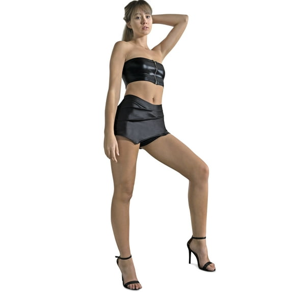 MORENO FAUX LEATHER ASYMMETRIC MINI SKORT