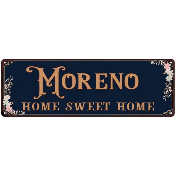 MORENO Home Sweet Home Victorian Look Personalized 6x18 Metal Sign 206180046411