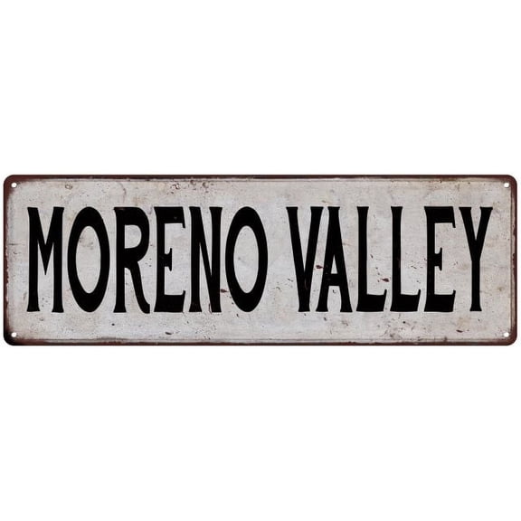 MORENO VALLEY Vintage Look Rustic Metal 6x18 Sign City State 106180041366