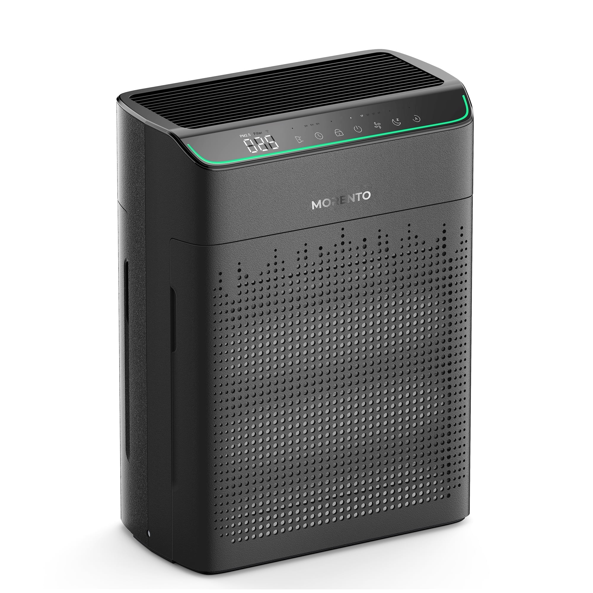 MORENTO Smart Air Purifier for Home Bedroom Large Room Up to 1290 Sqft, Wi-Fi and Alexa compatible, Double-sided HEPA Filter Air Cleaner for Smoke, Dust, Pollen, Pet Hair, Odor, Black