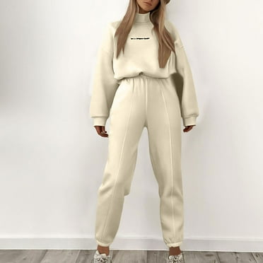 MORESEC 2 Piece Outfits For Women Jogger Sets for Women Sweat Sets Vacation Outfits Lounge Sets Long Sleeve Solid Matching Set Sets Summer Lightweight