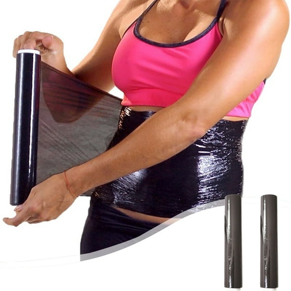 MORESEC 2Pcs Fitness Body Shaping Wrap Film 3937 Inches, Sweat Absorbing Abdominal Wrap Tape, Plastic Slimming Film for Tummy Waist Thigh, Workout Sweat Enhancer, Home Gym Sauna Belt, Couch Potato