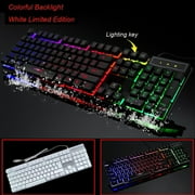MORESEC under $5 1Pcs Gaming Keyboard, Colorful LED Backlit USB Wired Gaming Keyboard,Crack RGB Illuminated Mechanical Feel Keyboard,104 Keys Multimedia PC Desktop Keyboard