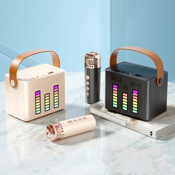 MORESEC under $5 2Pcs Bluetooth Speaker Light, Portable Wireless Stereo with Colorful LED Effects, Built-in Microphone, Multi-Function Playback, and High Sound Quality