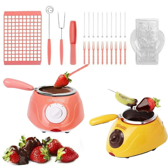 MORESEC under $5 2Pcs Chocolate Fondue Melting Pot, Mini Chocolate Fondue Melting Pot, Candy Cheese Warmer Machine, 2 Temperature Settings Non-Stick, 250ML Capacity DIY Dessert Maker, Party Treat Kit