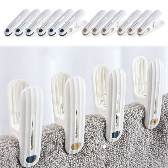 MORESEC under $5 2Pcs Clothes Drying Clips,12-Pack Seamless Windproof Clothes Drying Clips, Plastic Laundry Pins for Hanging Garments on Line, Household Clothespins, No Marks Left on Fabric