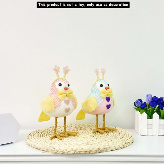 MORESEC under $5 2Pcs Easter Bird Ornament,Spring Easter Bird Decoration, Cute Handmade Bird Doll for Tabletop Decor, Festive Easter Ornament for Home