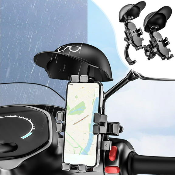 MORESEC under $5 2Pcs Motorcycle Phone Mount, Motorcycle Phone Holder with Helmet Rain Shield, Octodontic Grip for Secure Fixation, Adjustable Bracket for Navigation
