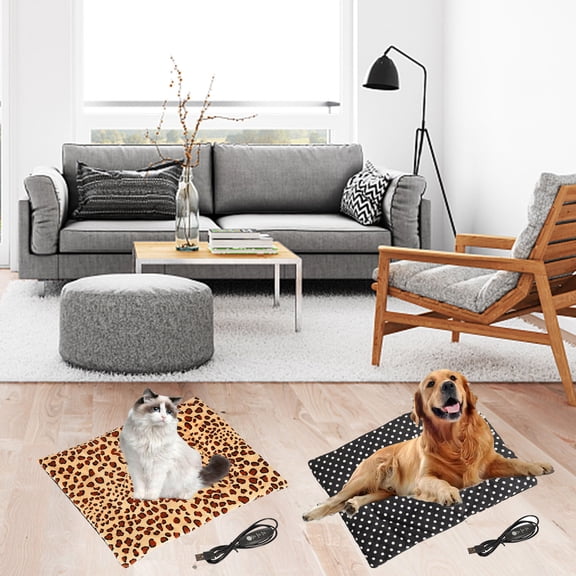 MORESEC under $5 2Pcs USB Pet Heating Pad, USB Pet Heating Pad Adjustable, Indoor Dog Cat Warm Bed Mat, 3 Temperature Settings Washable, Cozy Short Plush Winter Blanket