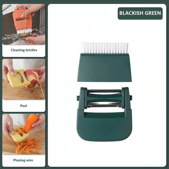 MORESEC under $5 3-in-1 Kitchen Peeler Tool3-in-1 Multi-Function Kitchen Tool with Peeler, Grater, and Vegetable Brush, Ergonomic Handle for Potatoes, Carrots, Fruits, and Easy Cleaning