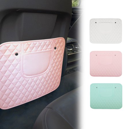 MORESEC under $5 3Pcs Back Seat Protector, Durable Leather Car Seat Back Protector Pad, Waterproof Stain-Resistant Kick Guard for Kids, Easy Install with Storage Pocket, Back Seat Protector