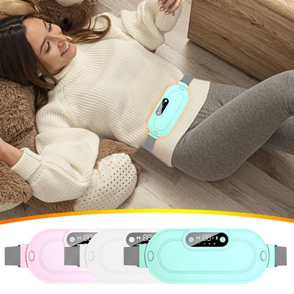 MORESEC under $5 3Pcs Heating Massage Belt,Digital Display Warm Belt with Three Heat Levels and Vibration Modes, Portable Rechargeable Design for Waist and Abdomen Comfort, Soothing Relief