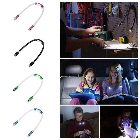 MORESEC under $5 3Pcs LED Headband Light, LED Headband Reading Light Hands Free Lamp, Flexible Neck Book Light for Bed Reading, Rechargeable Headlamp for Crafts Repair