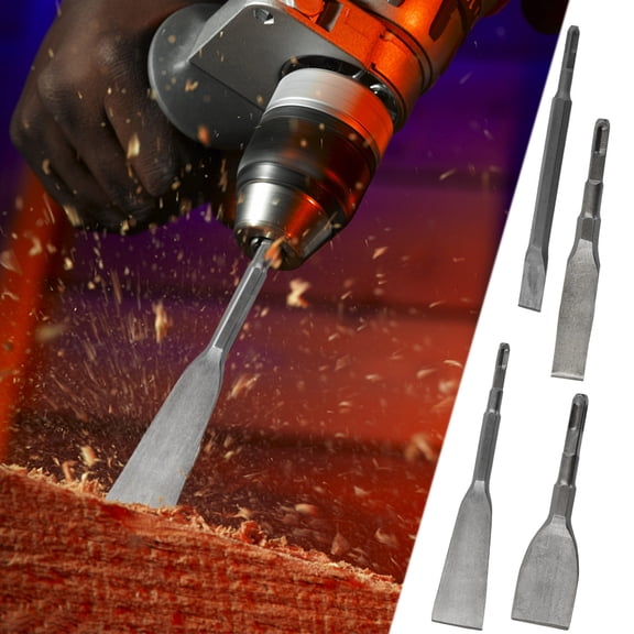 MORESEC under $5 4Pcs Concrete Chisel Bit,Heavy Duty Demolition Hammer Bit for Breaking Concrete, Brick, Tile, Masonry, High Carbon Steel Construction, Durable and Efficient, Fits Rotary Hammers