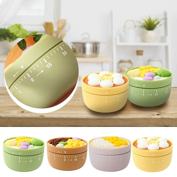 MORESEC under $5 4Pcs Mechanical Kitchen Timer,60 Minute Wind Up Timer No Battery Needed, Colorful Egg Shape Timer for Cooking Baking Board Games, Durable ABS Plastic Easy to Clean Countertop Timer