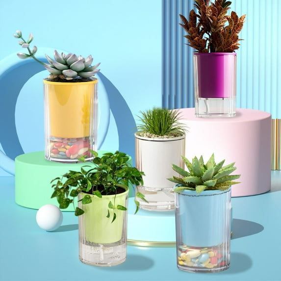 MORESEC under $5 5Pcs Automatic Suction Planter, Self Watering Planter Pot, Automatic Suction Flower Pot, Lazy Gardener Hydroponic Vase, Desktop Succulents Plant Pot, Indoor Plant Growing Container