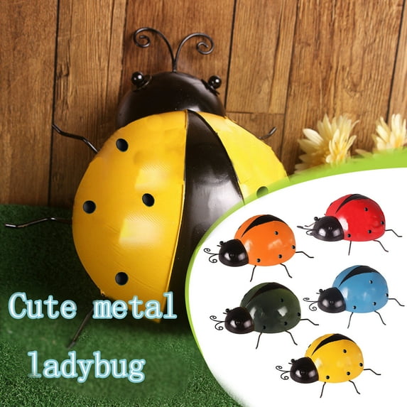 MORESEC under $5 5Pcs Garden Art Decoration, Metal Garden Art Decor, Outdoor Ladybug Lawn Stakes, Rust Proof Yard Decoration, Handcrafted Garden Sculpture, Weather Resistant Backyard Ornament