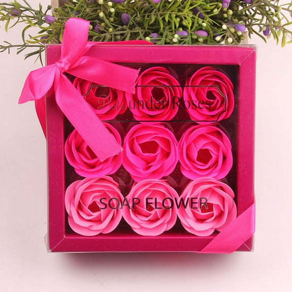 MORESEC under $5 9 Soap Rose Gift Box, Date Under Roses Soap Flower Gift Box with 9 Roses for Valentine's Birthday, Romantic Present for Lover Mother, Wedding Home Decoration