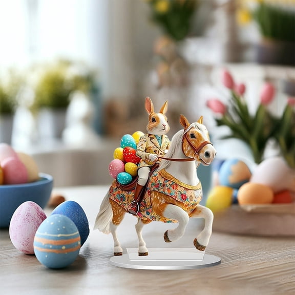 MORESEC under $5 Acrylic Easter Decor2D Laser Cut Acrylic Tabletop Ornament with Easter Egg Designs, Holiday Decor for Shelf, Table, Centerpiece, Gift for Spring Celebration and Decoration