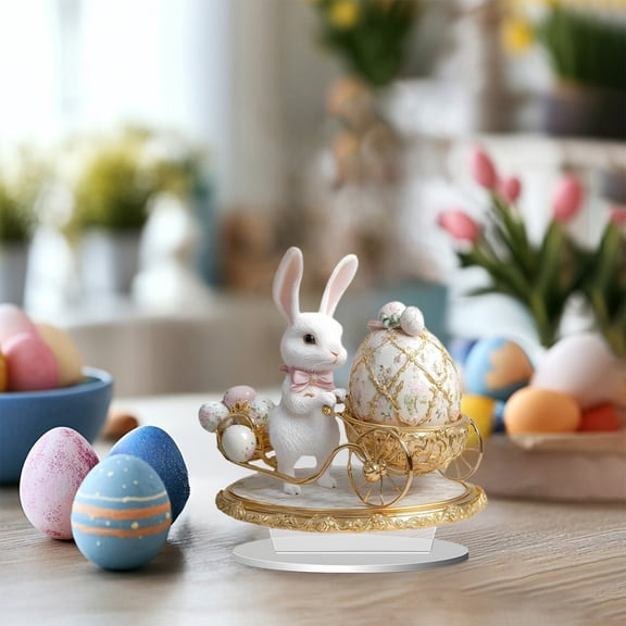 MORESEC under $5 Acrylic Easter Decor2D Laser Cut Acrylic Tabletop Ornament with Easter Egg Designs, Holiday Decor for Shelf, Table, Centerpiece, Gift for Spring Celebration and Decoration