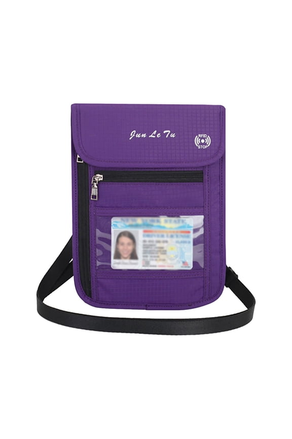 under $5 Anti-Theft Passport PouchWaterproof RFID Blocking Passport Neck Pouch for Men Women, Secure Travel Wallet for Airplane, Holds Cash Cards Phone, Hidden Chest Bag