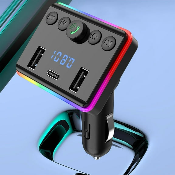 MORESEC under $5 Car Bluetooth TransmitterDual USB Fast Charging Bluetooth 5.0 FM Transmitter, Stable Connection, Music Streaming, Hands-Free Calls, Voice Prompt