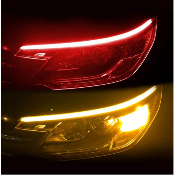 MORESEC under $5 Car LED Light StripsFlexible LED Daytime Running Light Strips for Cars Trucks, 12V Waterproof Turn Signal DRL Light Bar with Adhesive Backing